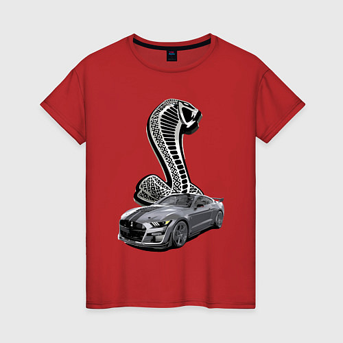 Женская футболка Shelby GT 500 - нереально крутое точило! / Красный – фото 1