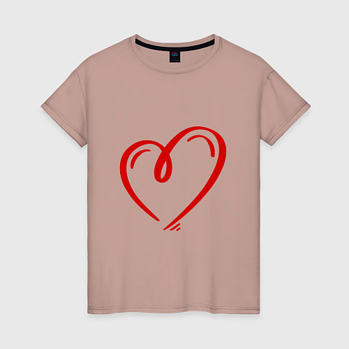 Женская футболка СЕРДЦЕ И НИЧЕГО ЛИШНЕГО просто сердце / Пыльно-розовый – фото 1