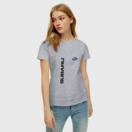Женская футболка SUBARU авто супер / Меланж – фото 3