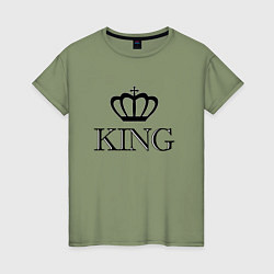 Футболка хлопковая женская KING Парные Король, цвет: авокадо