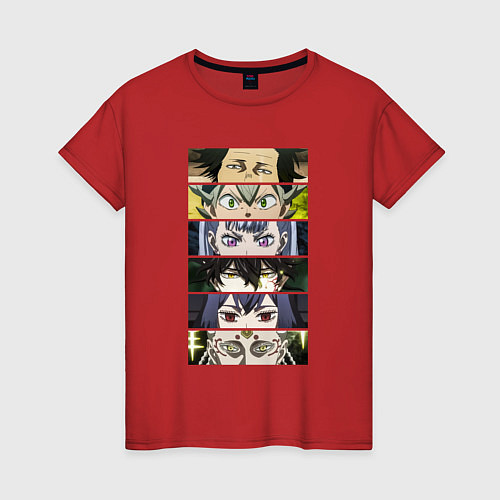 Женская футболка Чнерный Клевер Black Clover, персонажи / Красный – фото 1