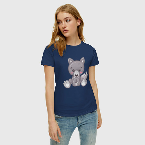 Женская футболка Маленький волк / Тёмно-синий – фото 3
