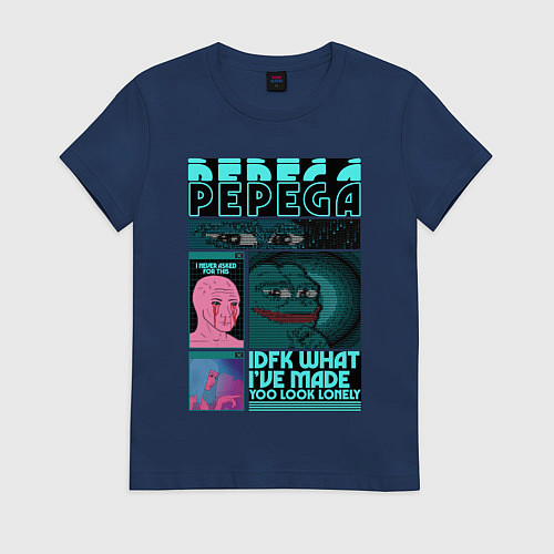 Женская футболка Pepega и мемы Пиксель арт / Тёмно-синий – фото 1