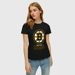 Футболка хлопковая женская Boston Bruins , Бостон Брюинз, цвет: черный — фото 2