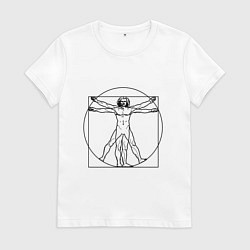 Футболка хлопковая женская Человек Да Винчи, цвет: белый