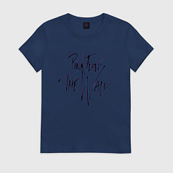 Футболка хлопковая женская ПИНК ФЛОЙД ГЛИТЧ PINK FLOYD LOGO, цвет: тёмно-синий
