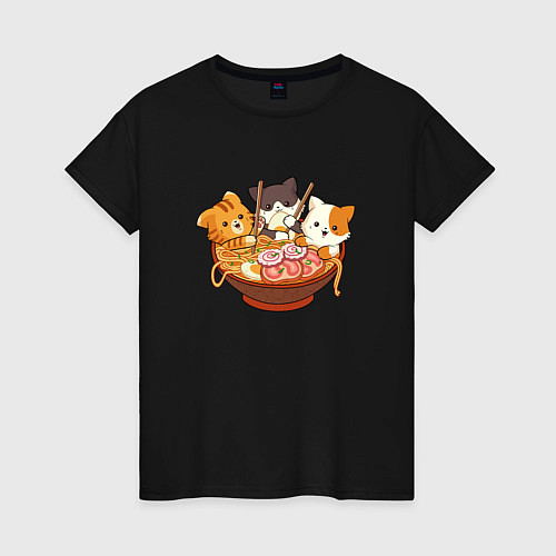 Женская футболка Kawaii Cat Ramen / Черный – фото 1