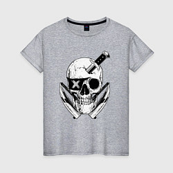 Женская футболка Череп пирата с ножами