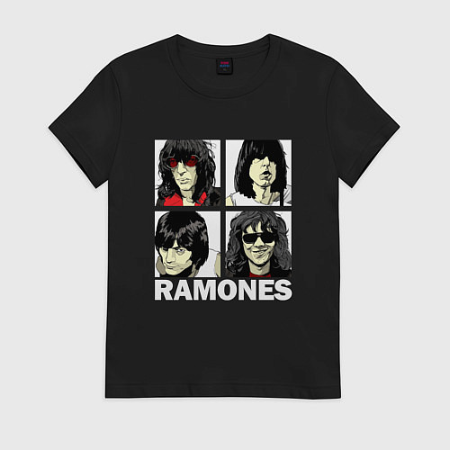 Женская футболка Ramones, Рамонес Портреты / Черный – фото 1