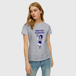 Футболка хлопковая женская Womens rights are human rights, цвет: меланж — фото 2