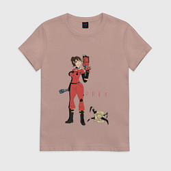 Футболка хлопковая женская PREY 18, цвет: пыльно-розовый