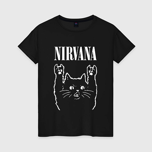 Женская футболка Nirvana Rock Cat, НИРВАНА / Черный – фото 1