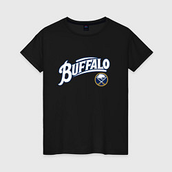 Футболка хлопковая женская Баффало Сейберз , Buffalo Sabres, цвет: черный