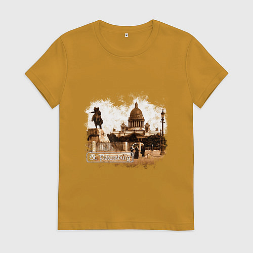 Женская футболка Санкт-Петербург Ретро Питер / Горчичный – фото 1