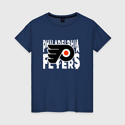 Футболка хлопковая женская Филадельфия Флайерз , Philadelphia Flyers, цвет: тёмно-синий