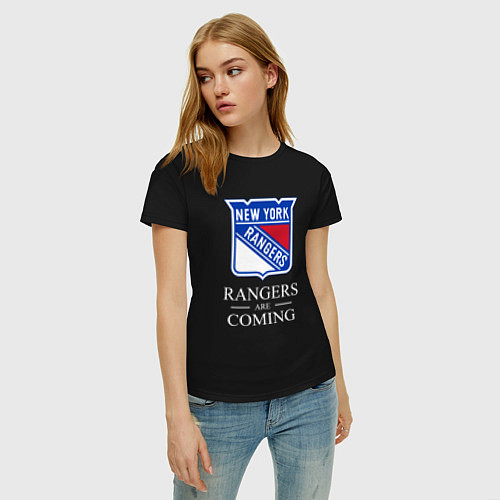 Женская футболка Rangers are coming, Нью Йорк Рейнджерс, New York R / Черный – фото 3