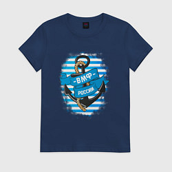 Футболка хлопковая женская ВМФ России Тельняшка, цвет: тёмно-синий
