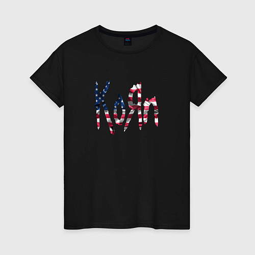 Женская футболка KoRn, Корн флаг США / Черный – фото 1
