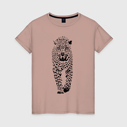 Футболка хлопковая женская Коварный леопард, цвет: пыльно-розовый