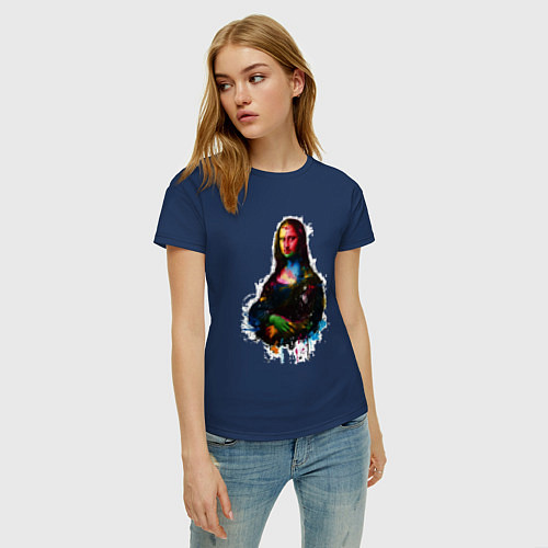 Женская футболка Монна Лиза Арт / Тёмно-синий – фото 3