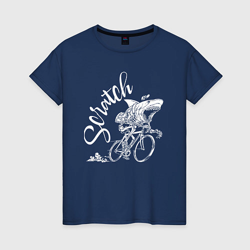 Женская футболка Scratch - трековые велогонки / Тёмно-синий – фото 1