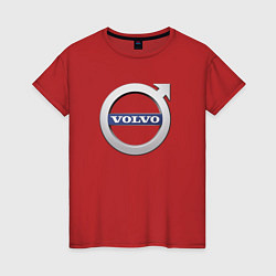 Футболка хлопковая женская VOLVO лого, цвет: красный