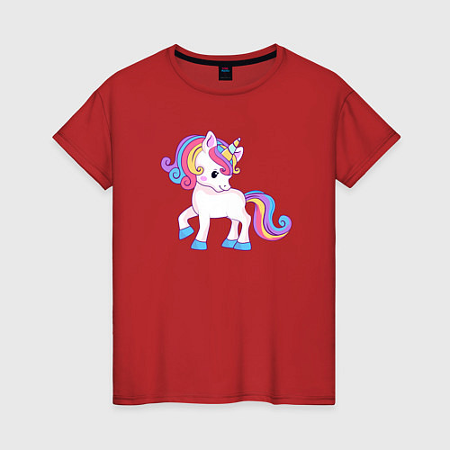 Женская футболка Единорог unicorn / Красный – фото 1