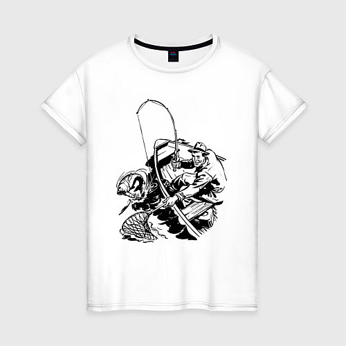 Женская футболка Ловля окуня / Белый – фото 1