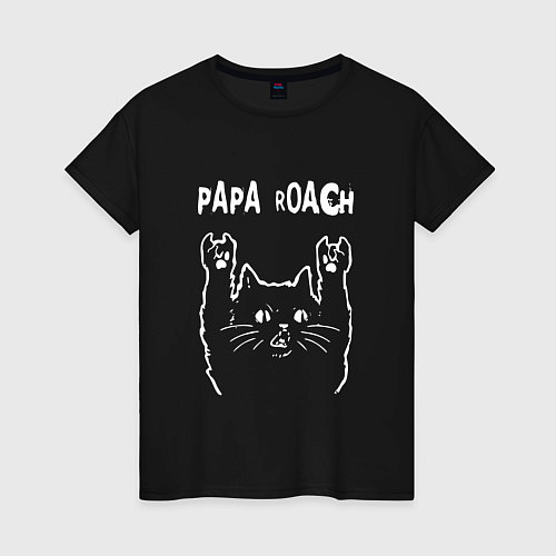 Женская футболка Papa Roach Рок кот / Черный – фото 1