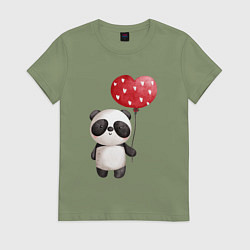 Женская футболка Панда с шариком в виде сердца