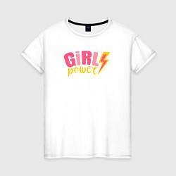 Футболка хлопковая женская Girl Power, цвет: белый