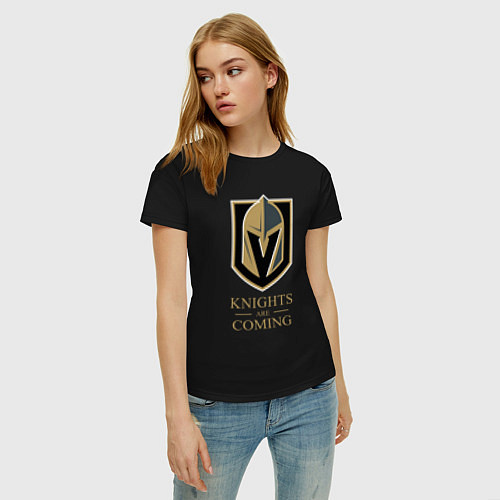 Женская футболка Knights are coming , Вегас Голден Найтс , Vegas Go / Черный – фото 3