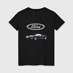 Футболка хлопковая женская Ford Racing, цвет: черный