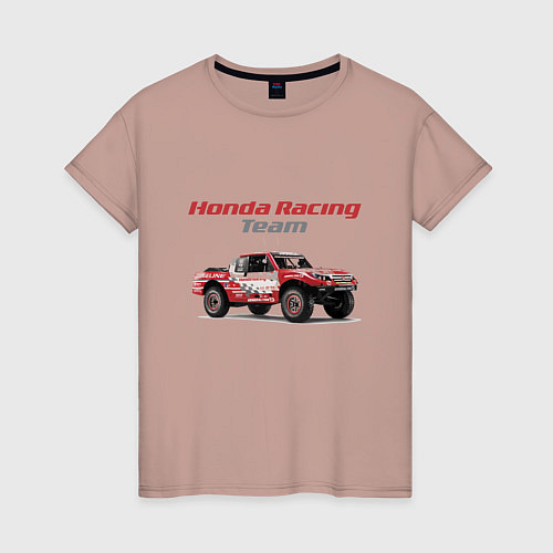 Женская футболка Honda racing team / Пыльно-розовый – фото 1