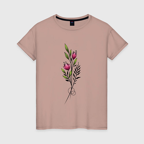 Женская футболка Графичный цветок / Пыльно-розовый – фото 1