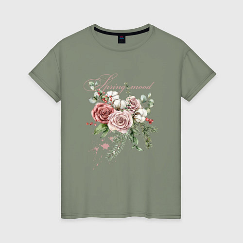 Женская футболка Spring mood Flower / Авокадо – фото 1