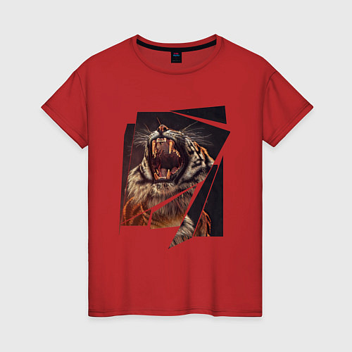 Женская футболка Тигриная пасть Арт / Красный – фото 1