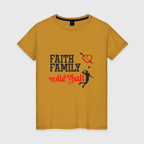 Женская футболка Faith Family Volleyball / Горчичный – фото 1