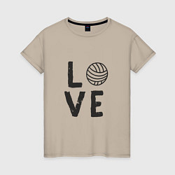 Футболка хлопковая женская Volleyball - Love, цвет: миндальный