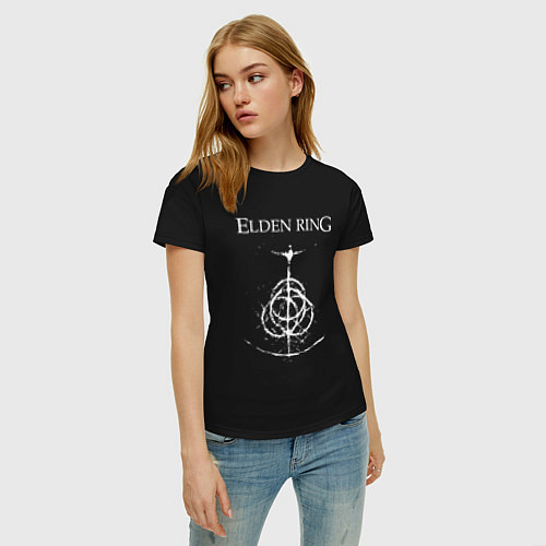 Женская футболка Elden ring лого / Черный – фото 3