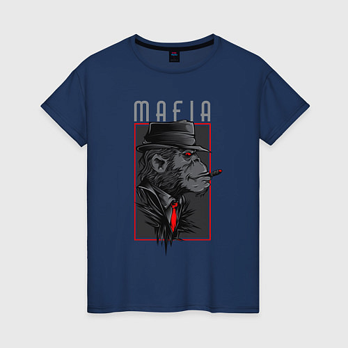 Женская футболка Обезьяна мафиози / Тёмно-синий – фото 1