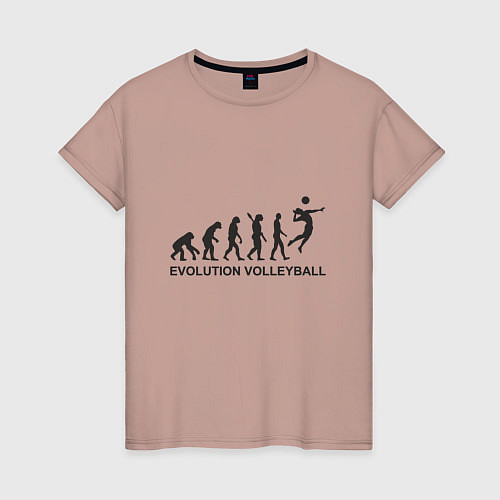 Женская футболка Эволюция - Волейбол / Пыльно-розовый – фото 1