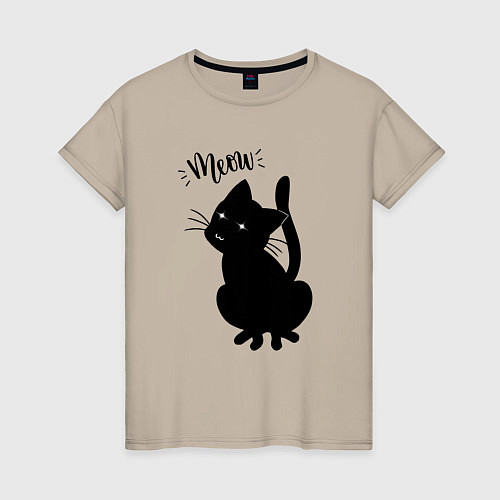 Женская футболка Кошка Луна Meow / Миндальный – фото 1