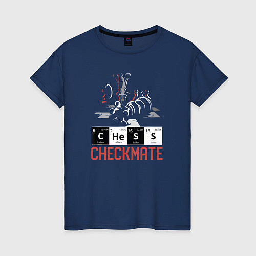 Женская футболка ШАХМАТЫ - ШАХ И МАТ / Тёмно-синий – фото 1