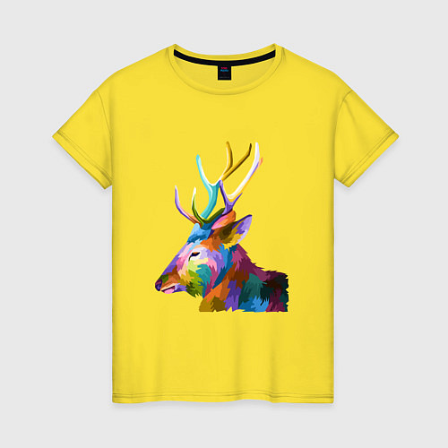 Женская футболка Цветной олень Colored Deer / Желтый – фото 1