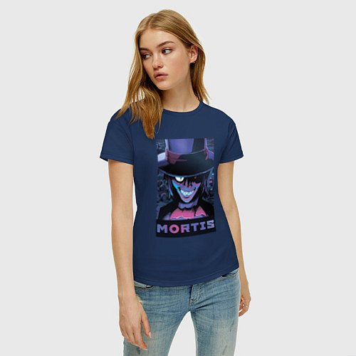 Женская футболка Постер Мортиса из Бравл Старс / Тёмно-синий – фото 3