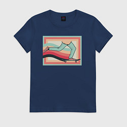 Футболка хлопковая женская SKATEBOARDING YEAAY, цвет: тёмно-синий