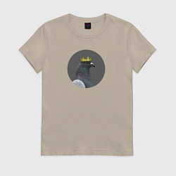 Футболка хлопковая женская Голубь в короне, цвет: миндальный