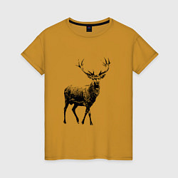 Футболка хлопковая женская Черный олень Black Deer, цвет: горчичный