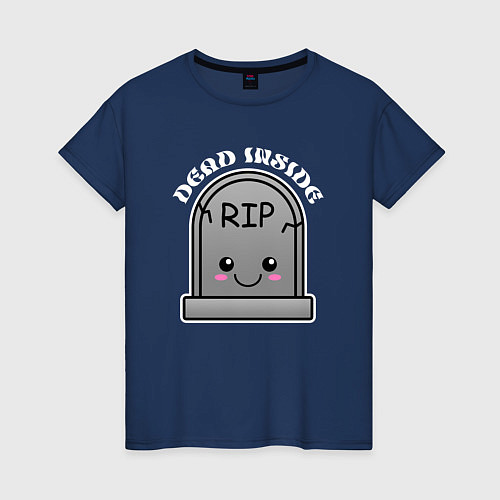 Женская футболка DEAD INSIDE КАВАЙ ГРОБ / Тёмно-синий – фото 1